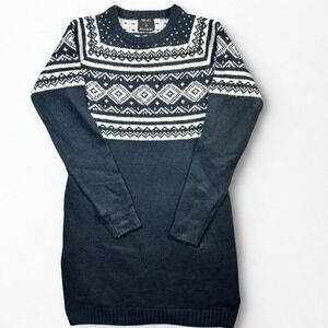 Esmara Womens Navy Blue White Fair Isle Knit Sweater Dress Size M 8/10